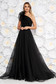 Black tulle dress with a-line cut on the shoulder accessorized with cord - Ana Radu 1 - StarShinerS.com
