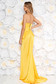 Ana Radu luxurious off shoulder dress from satin fabric texture with push-up bra accessorized with tied waistband yellow 2 - StarShinerS.com