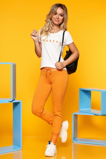 Compleu SunShine mustariu casual din 2 piese cu pantalon din bumbac elastic