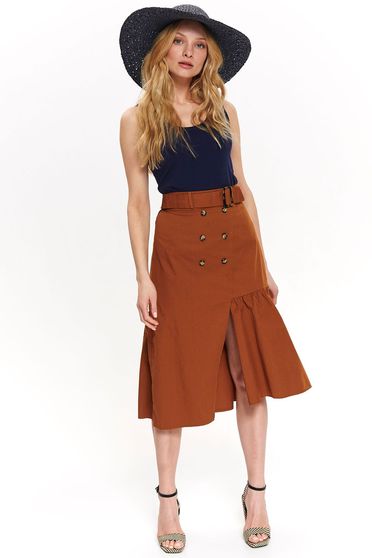 Top Top Secret albastru-inchis casual cu un croi mulat din bumbac usor elastic cu decolteu rotunjit