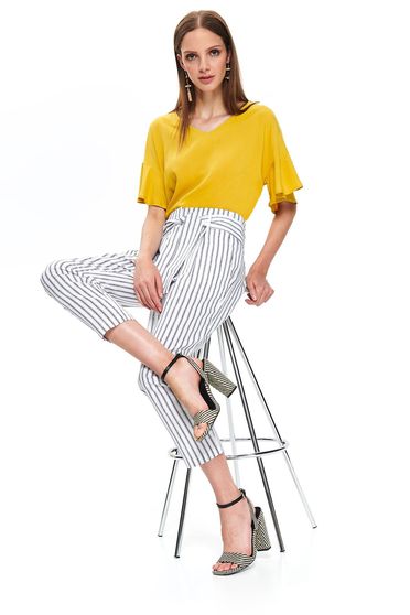 Bluza dama Top Secret galbena casual cu croi larg cu maneci clopot din material vaporos