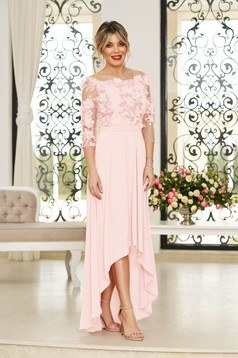 StarShinerS lightpink occasional asymmetrical cloche dress accessorized with tied waistband
