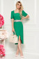 Rochie verde eleganta midi de zi cu un croi cambrat din material usor elastic cu accesoriu tip curea 3 - StarShinerS.ro