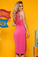 Top Secret pink office midi dress arched cut thin fabric 2 - StarShinerS.com