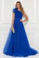 Blue tulle dress with a-line cut on the shoulder accessorized with a belt - Ana Radu 3 - StarShinerS.com