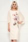 Cream dress elegant pencil midi with floral prints occasional with veil sleeves 1 - StarShinerS.com