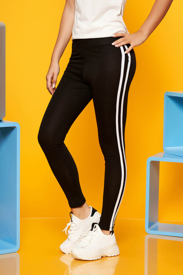 Colanti alb SunShine casual sport cu talie medie din bumbac usor elastic cu un croi mulat