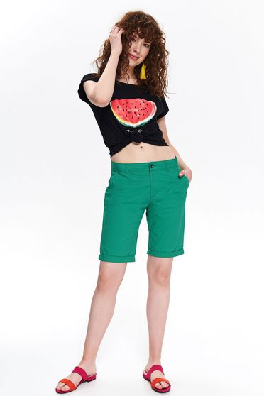 Tricou Top Secret negru casual cu croi larg din bumbac cu maneci scurte