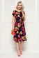 Darkblue daily midi cloche dress nonelastic fabric with floral print accessorized with tied waistband 3 - StarShinerS.com