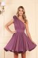 Ana Radu luxurious purple dress from veil fabric with inside lining cloche accessorized with tied waistband 2 - StarShinerS.com