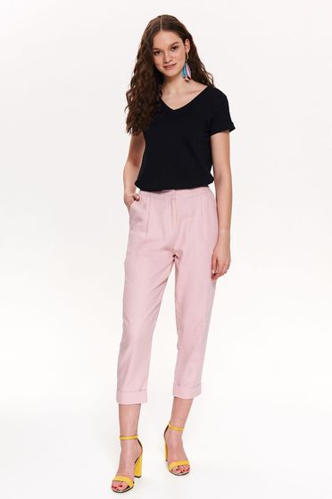 Tricou Top Secret negru basic din bumbac cu croi larg si decolteu in v