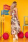 Rochie SunShine cappuccino casual asimetrica cu croi larg din material vaporos captusita pe interior accesorizata cu cordon 2 - StarShinerS.ro