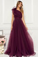 Ana Radu purple luxurious dress with inside lining accessorized with tied waistband one shoulder flaring cut 1 - StarShinerS.com
