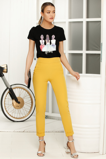 Tricou negru casual cu croi larg cu maneci scurte din material subtire