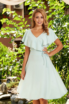 StarShinerS mint dress daily short cut cloche scuba with v-neckline without clothing frilly trim around cleavage line