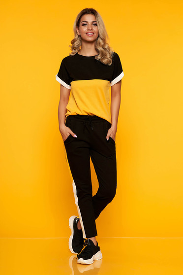 Set SunShine mustariu sport din 2 piese din bumbac si lycra cu pantaloni cu buzunare