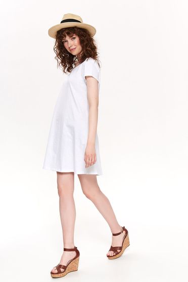 Rochie Top Secret alba casual scurta in clos din bumbac cu spatele gol