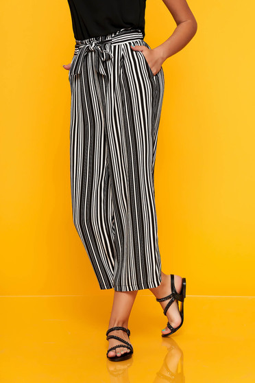 Pantaloni SunShine negri cu un croi drept si elastic in talie
