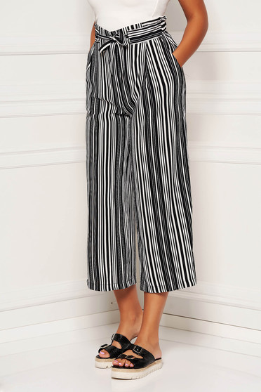 Pantaloni SunShine negri cu un croi drept si elastic in talie