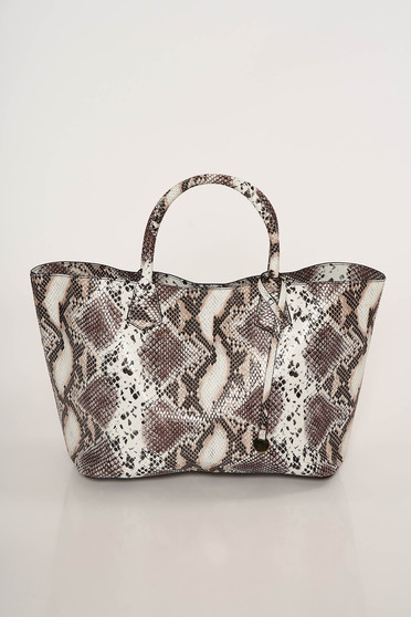 Geanta dama maro casual cu manere de lungime medie si imprimeu snake print