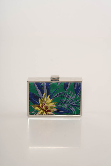 Geanta dama Top Secret verde de ocazie cu maner lung tip lantisor cu imprimeu floral