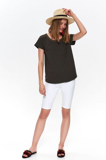 Tricou Top Secret verde casual cu croi larg si decolteu rotunjit