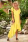 - StarShinerS yellow dress midi asymmetrical from veil fabric loose fit frilly trim around cleavage line 4 - StarShinerS.com