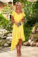 - StarShinerS yellow dress midi asymmetrical from veil fabric loose fit frilly trim around cleavage line 3 - StarShinerS.com