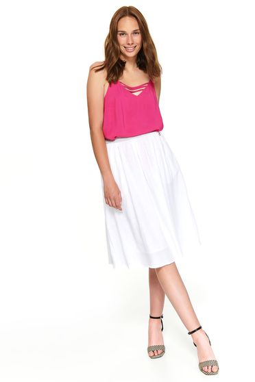 Fusta Top Secret alba casual midi in clos din bumbac si in