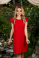 Red dress daily short cut flared short sleeves with rounded cleavage 1 - StarShinerS.com