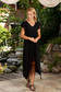 StarShinerS black dress daily asymmetrical midi flared with v-neckline with ruffled sleeves 1 - StarShinerS.com