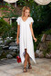 StarShinerS white dress daily asymmetrical midi flared with v-neckline with ruffled sleeves 3 - StarShinerS.com