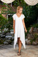 StarShinerS white dress daily asymmetrical midi flared with v-neckline with ruffled sleeves 1 - StarShinerS.com
