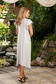 StarShinerS grey dress daily asymmetrical midi flared with v-neckline with ruffled sleeves 2 - StarShinerS.com