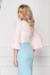Bluza dama StarShinerS roz deschis eleganta cu volanase la maneca cu imprimeu custom made 2 - StarShinerS.ro