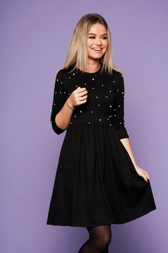 StarShinerS black dress daily short cut cloche with pearls with rounded cleavage