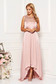 Lightpink dress occasional long asymmetrical from satin with sequin embellished details sleeveless 1 - StarShinerS.com