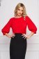 StarShinerS office airy fabric flared red women`s blouse with 3/4 sleeves 1 - StarShinerS.com