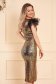StarShinerS gold dress slit with puffed sleeves with net accessory occasional midi pencil with sequins 2 - StarShinerS.com