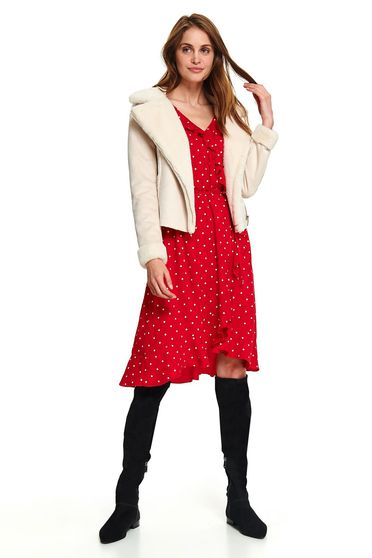 Geaca Top Secret alba scurta casual imblanita cu buzunare si maneca lunga