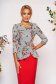 StarShinerS black elegant short cut women`s blouse peplum from non elastic fabric with floral prints 1 - StarShinerS.com