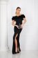 Rochie din stofa neagra lunga cu volanase si umeri goi crapata pe picior 4 - StarShinerS.ro