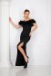 Rochie din stofa neagra lunga cu volanase si umeri goi crapata pe picior 5 - StarShinerS.ro