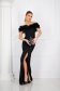 Black dress long cloth with ruffle details cut material naked shoulders 5 - StarShinerS.com