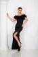 Black dress long cloth with ruffle details cut material naked shoulders 3 - StarShinerS.com