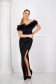 Black dress long cloth with ruffle details cut material naked shoulders 4 - StarShinerS.com