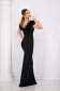 Black dress long cloth with ruffle details cut material naked shoulders 2 - StarShinerS.com
