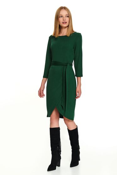 Rochie Top Secret verde scurta casual petrecuta cu maneci lungi accesorizata cu cordon