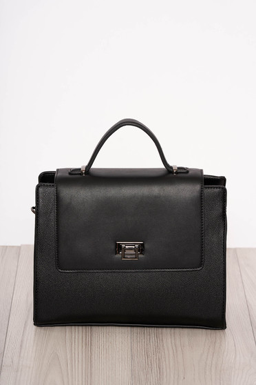 Geanta dama neagra eleganta imitatie de piele cu manere scurte