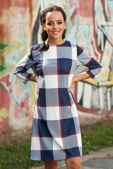 Rochie roz deschis casual scurta de zi cu croi in a cu buzunare cu maneci trei-sferturi fara captuseala